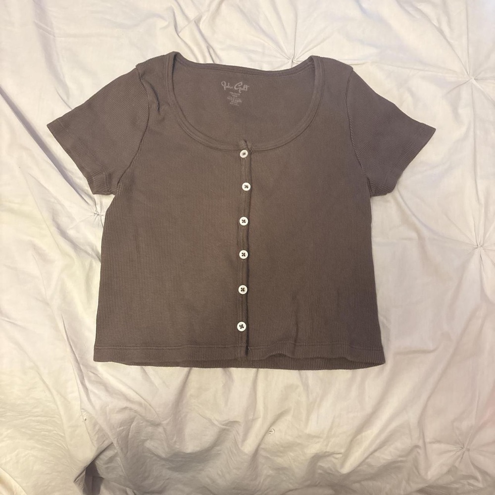 John Galliano Brown Crop Top